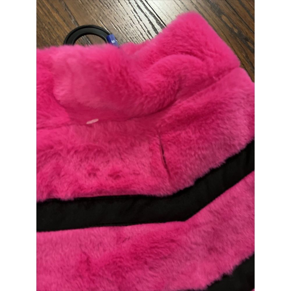 Berkshire Pet Pink Black V Striped Faux Fur Dog Coat Satin Lined Medium - Picture 3 of 10